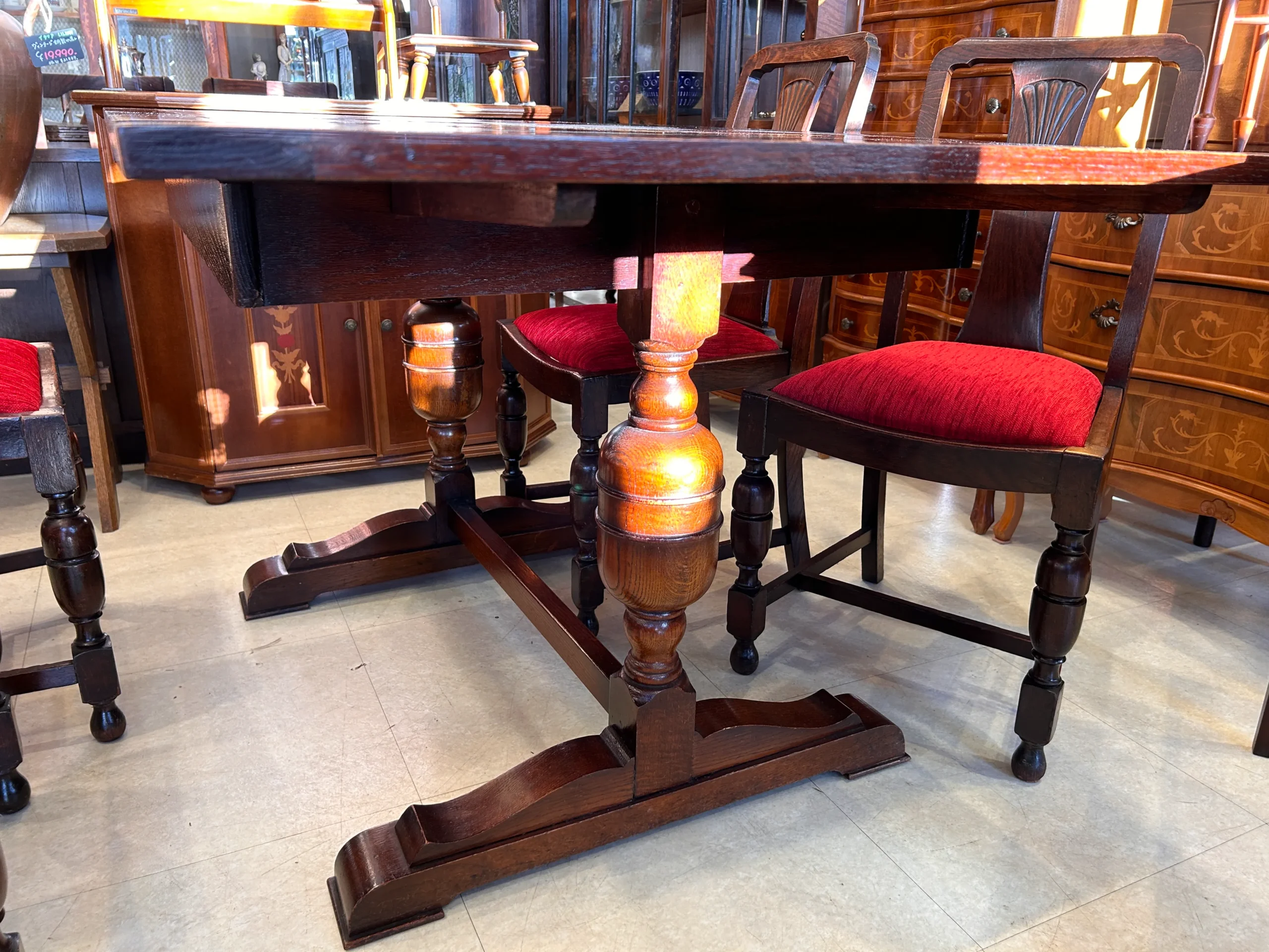 イギリスアンティークドローリーフテーブル-02