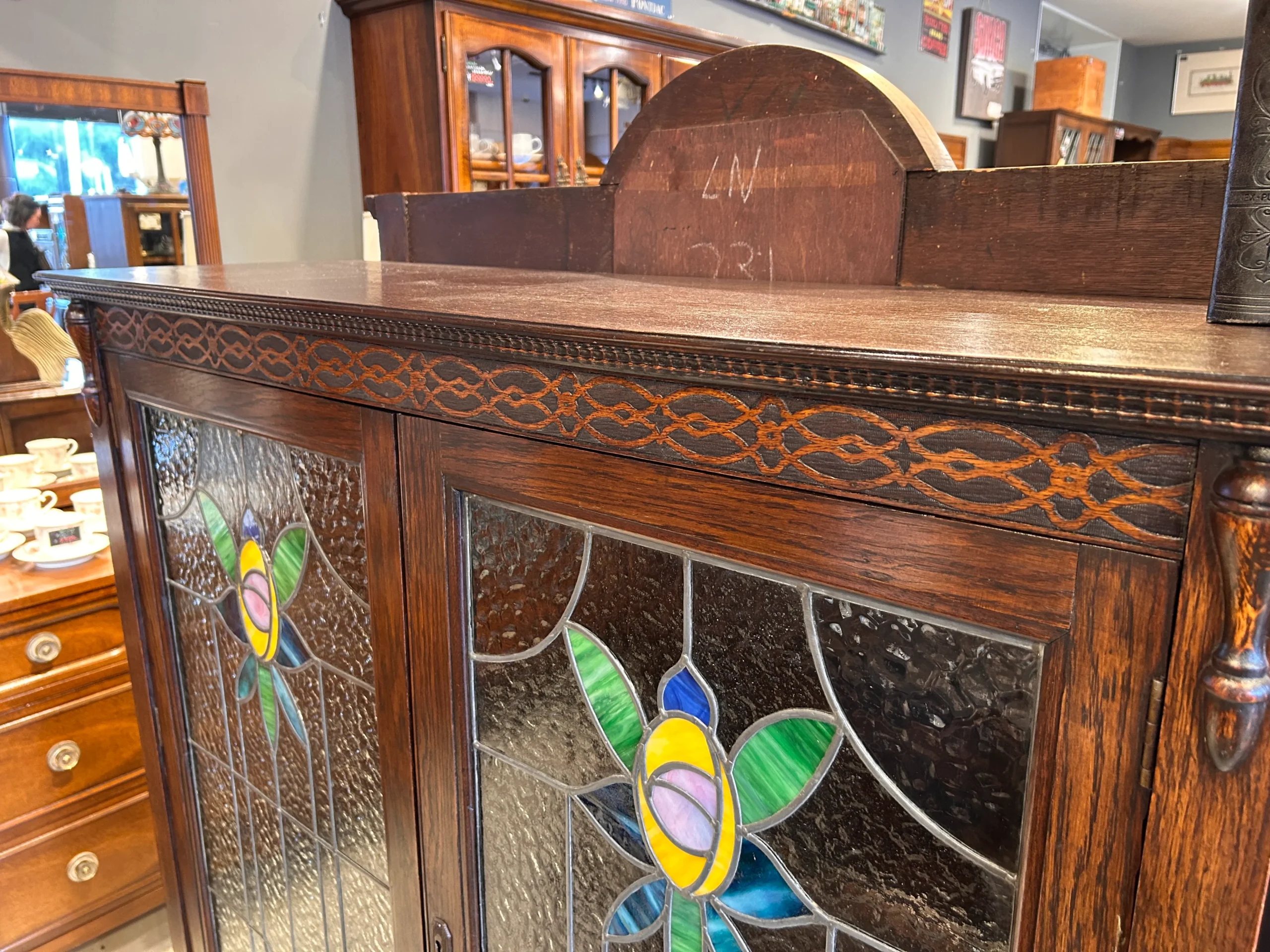 イギリスアンティークステンドグラスブックシェルフ-01